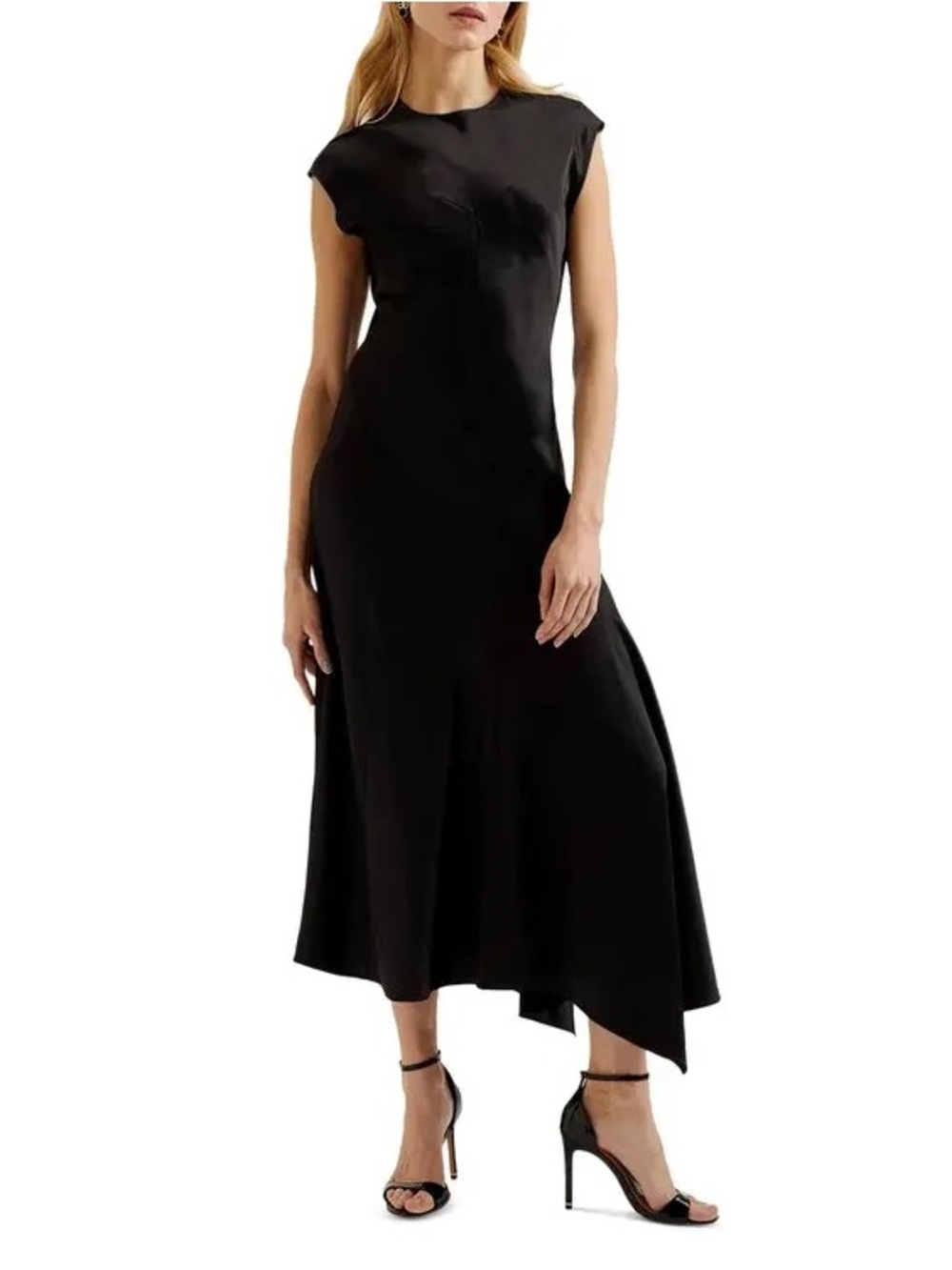 Ted Baker Frasia Asymmetrical Midi Dress Black Size 2 / 6 Cocktail Party Wedding